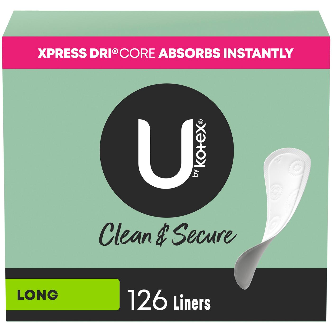 U By Kotex Clean & Secure Panty Liners, Light Absorbency - Long Length; image 1 of 2