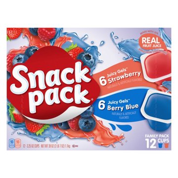 Snack Pack Strawberry & Berry Blue Juicy Gels Cups Family Pack, 12 ct