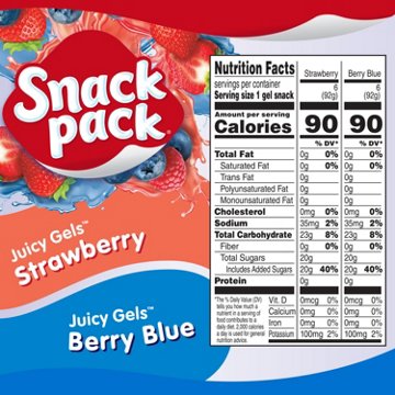 Snack Pack Strawberry & Berry Blue Juicy Gels Cups Family Pack, 12 ct