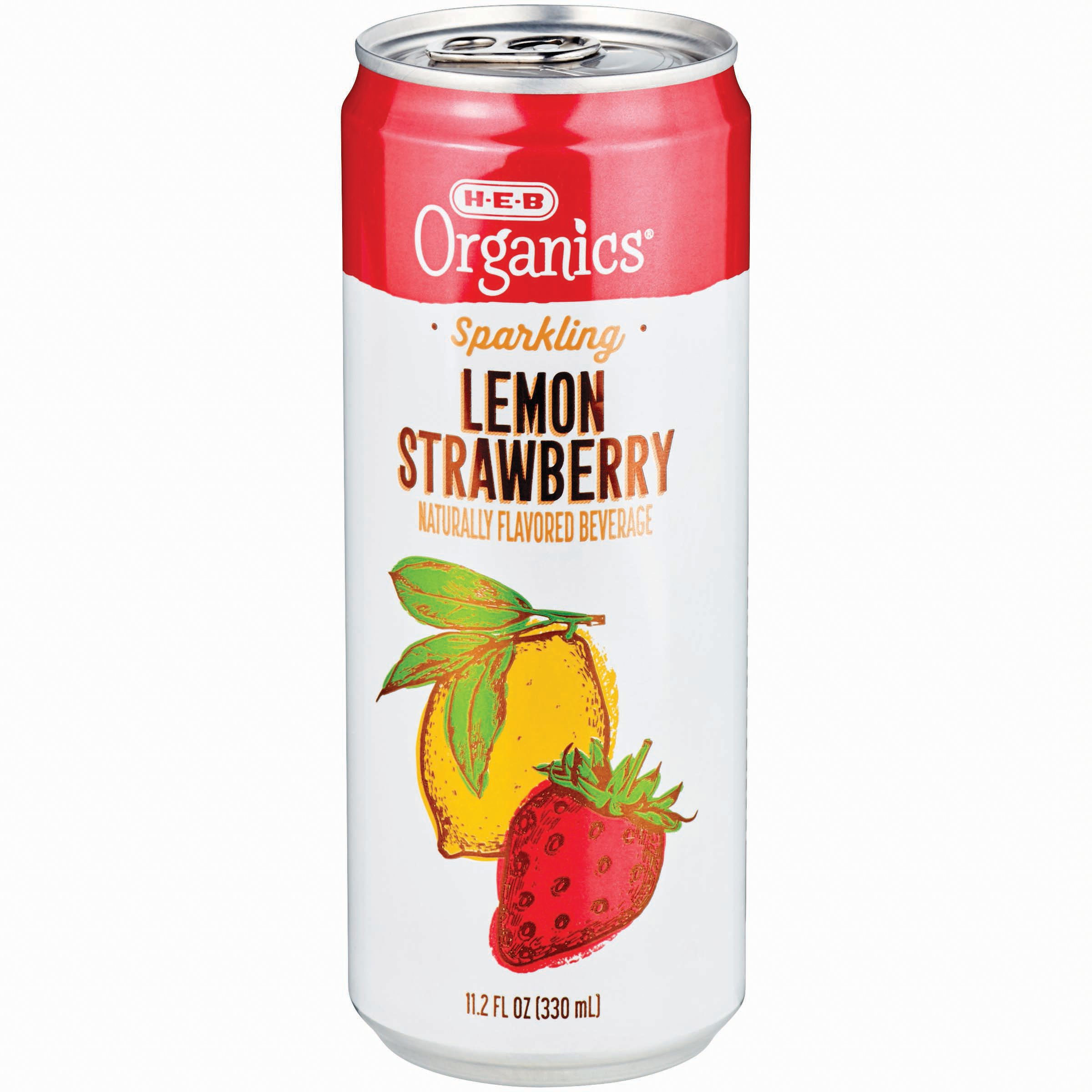HEB Organics Sparkling Lemon Strawberry Beverage Shop Soda at HEB
