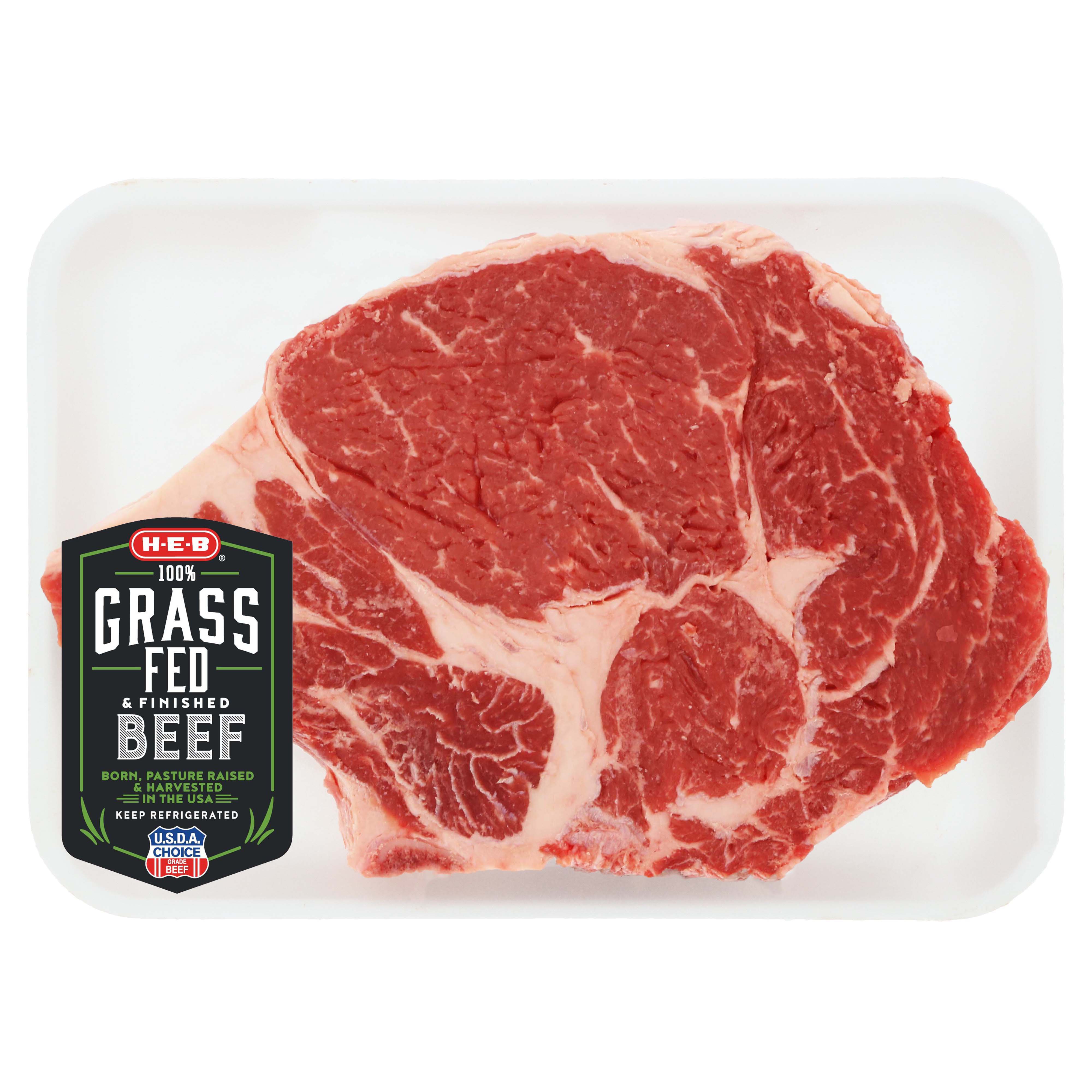 HEB Grass Fed Beef Ribeye Steak Bone In, USDA Choice Shop Beef at HEB