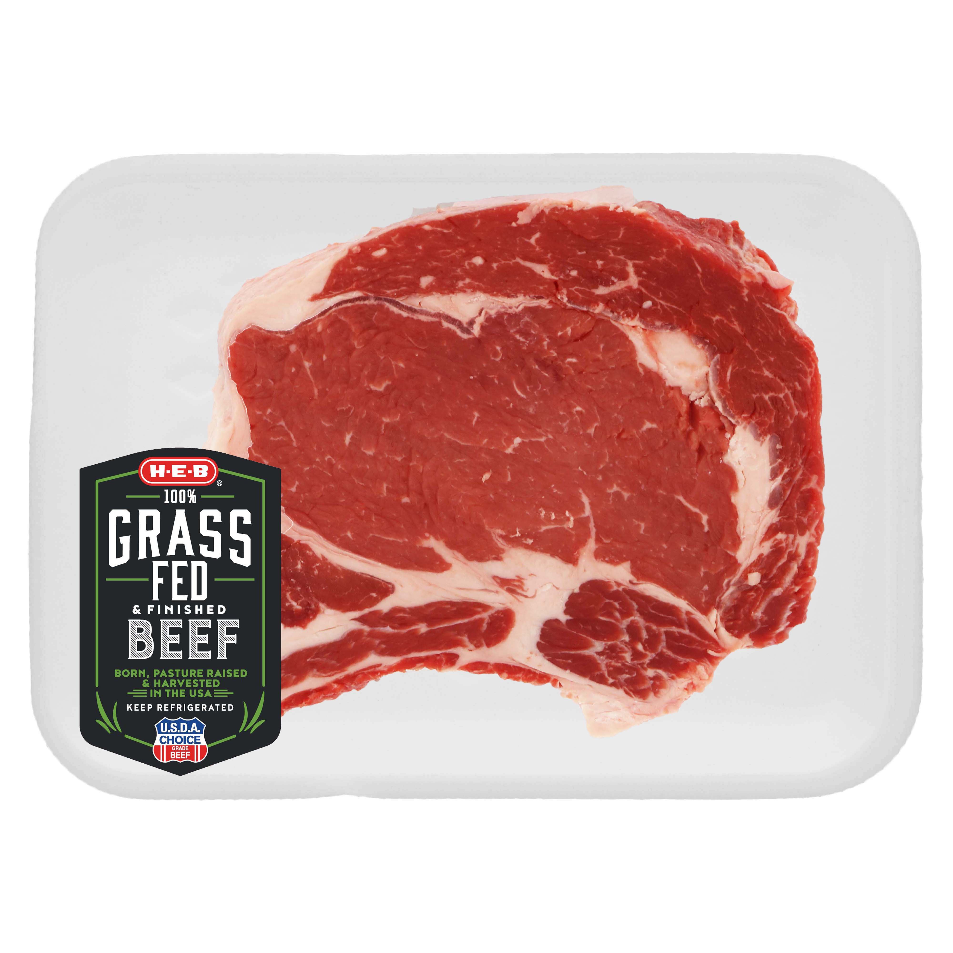 H-E-B Grass Fed Beef Ribeye Steak Bone In Thick, USDA Choice - Shop ...