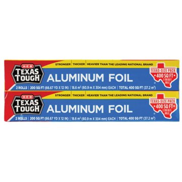 H-E-B Texas Tough 12" Aluminum Foil - Twin Pack, 400 sq ft