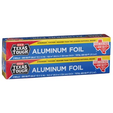 H-E-B Texas Tough 12" Aluminum Foil - Twin Pack, 400 sq ft