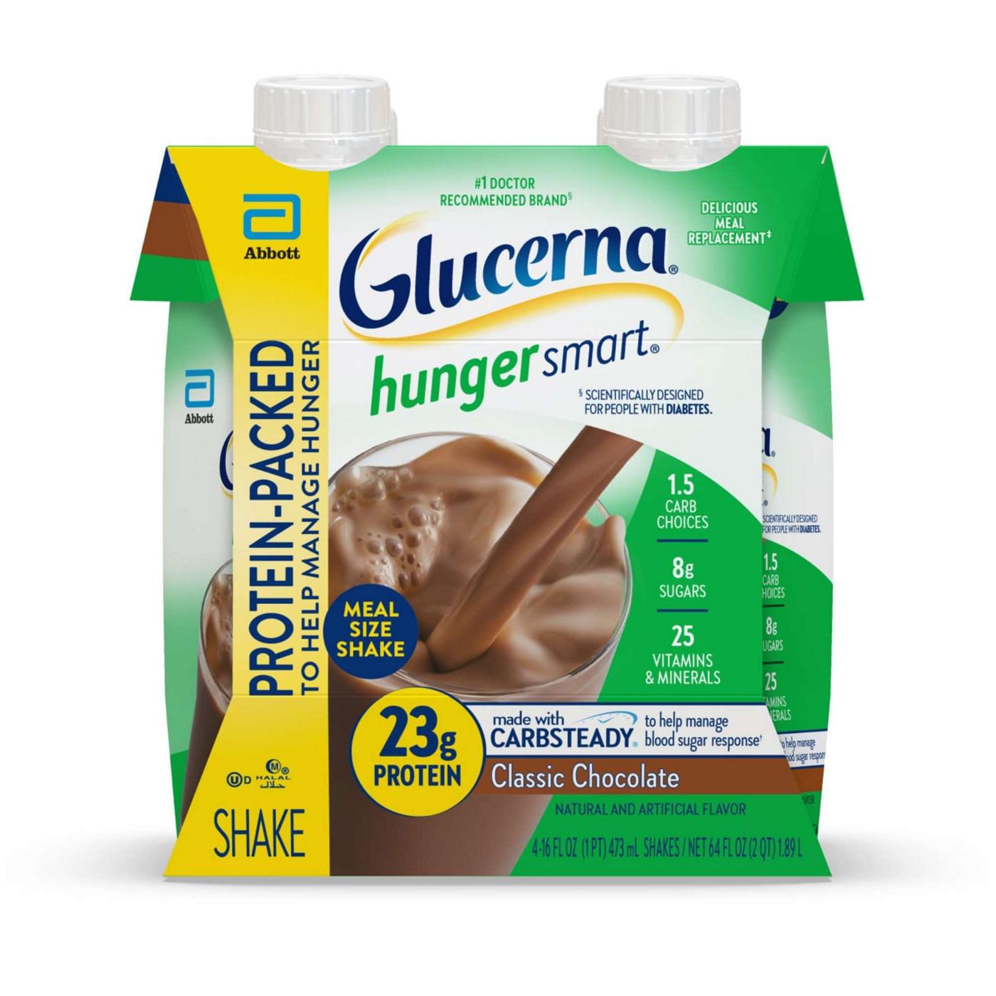 Glucerna Hunger Smart Meal Size Shakes, 23g Protein - Classic Chocolate; image 1 of 13