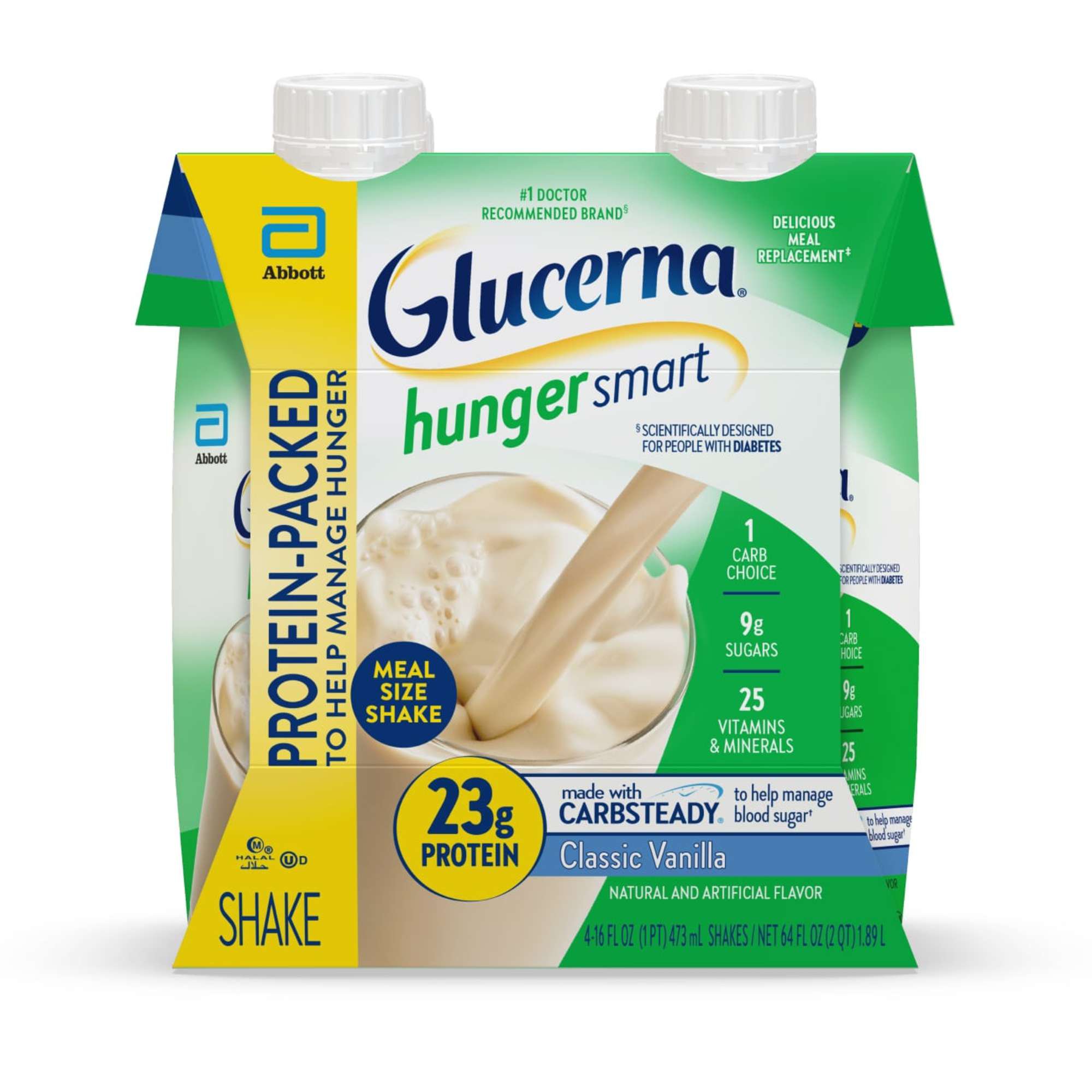 Glucerna Hunger Smart Meal Size Shakes, 23g Protein - Classic Vanilla, 4 pk