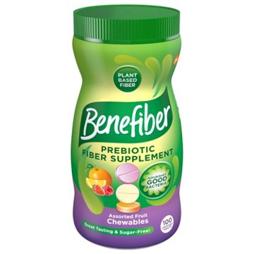 Benefiber Chewable Prebiotic Fiber Supplement Tablets for Digestive Health, Assorted Fruit Flavors