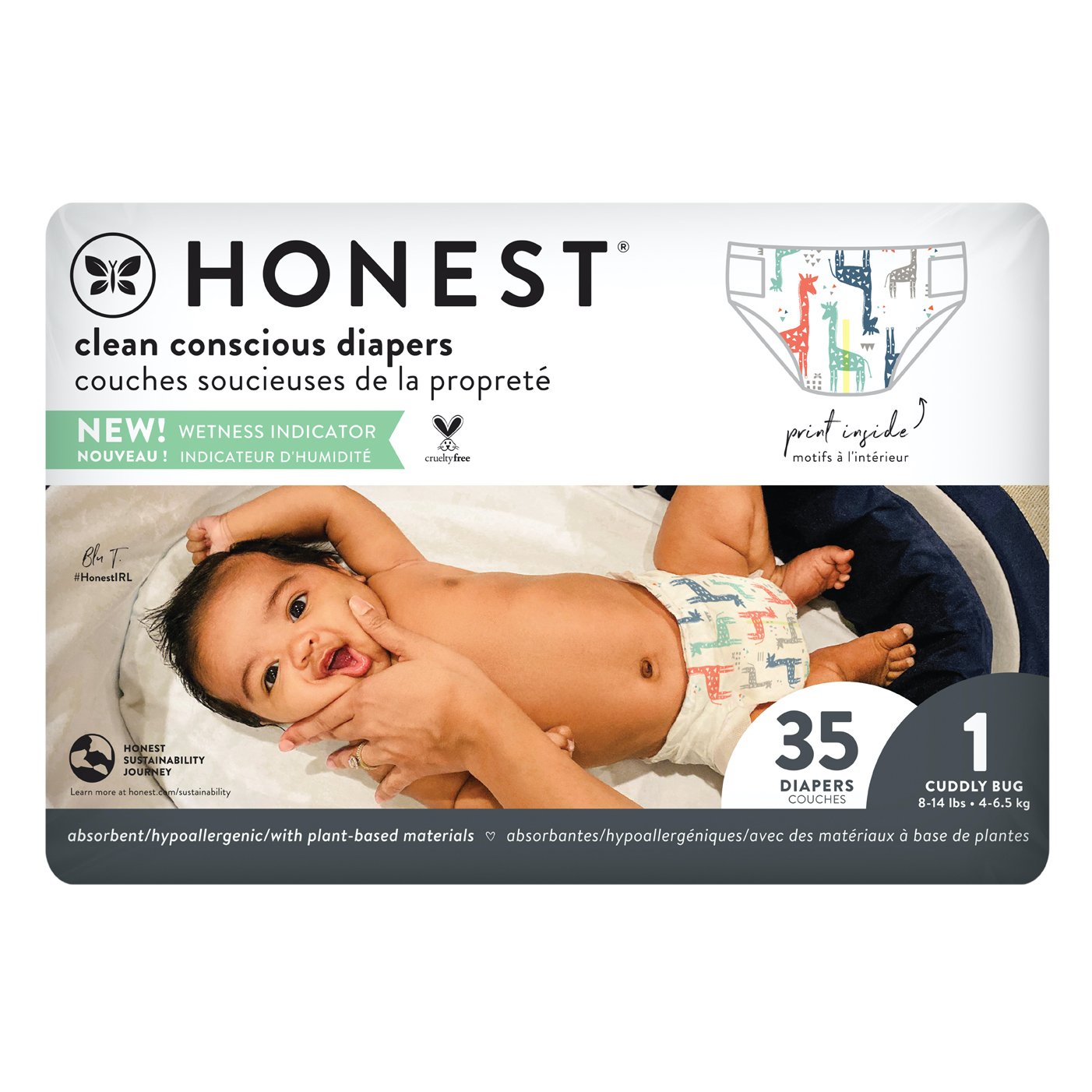 The Honest Company Disposable Diapers - Giraffes - Newborn - 32's