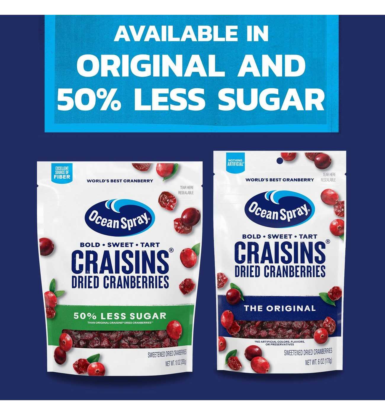 Ocean Spray Craisins 50% Less Sugar Dried Cranberries; image 4 of 8