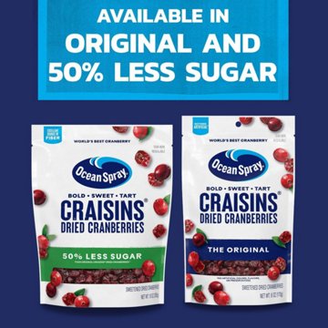 Ocean Spray Craisins 50% Less Sugar Dried Cranberries, 20 oz