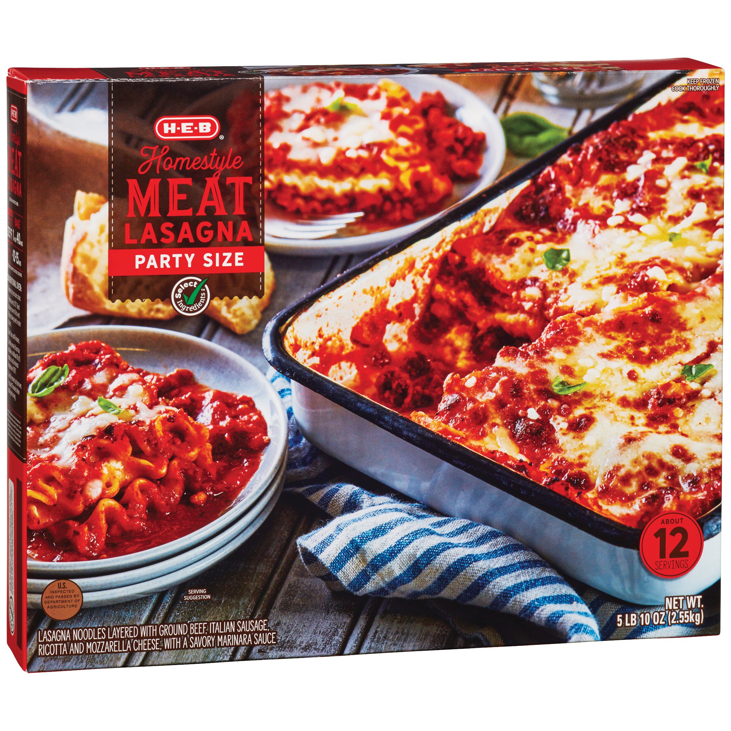 H-E-B Frozen Homestyle Meat Lasagna, Party Size - Shop Entrees & Sides at  H-E-B