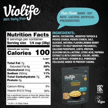 Violife Just Like Cheddar Shreds Dairy Free Cheese Alternative