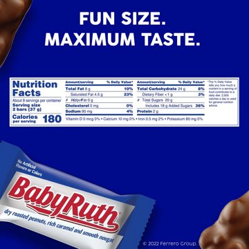 Baby Ruth Chocolate Fun Size Candy Bars, 10.2 oz