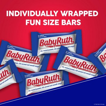 Baby Ruth Chocolate Fun Size Candy Bars, 10.2 oz