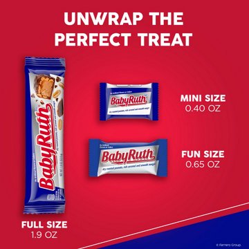 Baby Ruth Chocolate Fun Size Candy Bars, 10.2 oz