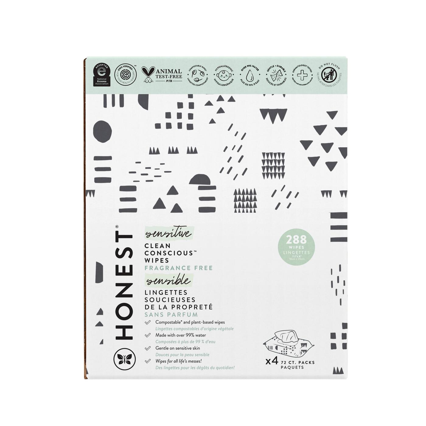 The Honest Company Clean Conscious Sensitive & Fragrance Free Baby Wipes 4 Pk; image 1 of 3
