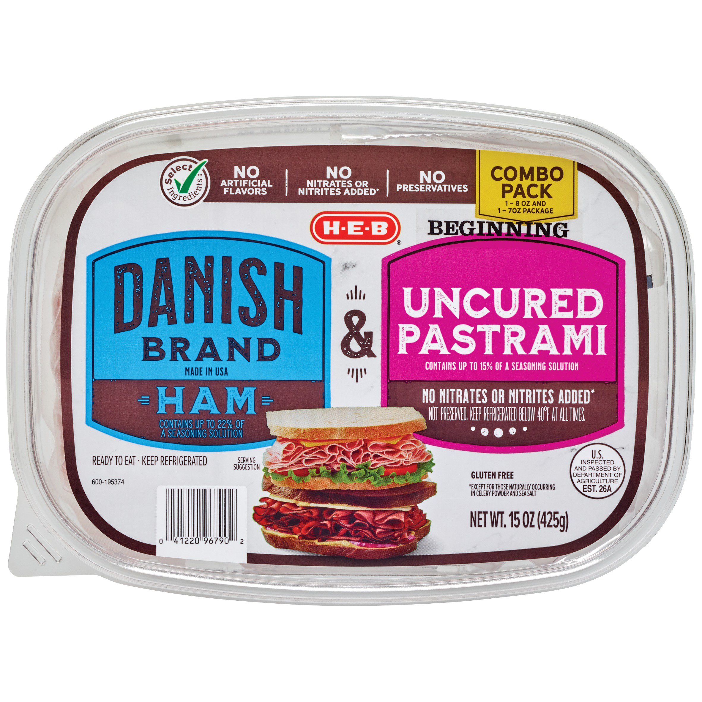 HEB Select Ingredients Danish Ham and Uncured Pastrami Shop Meat at
