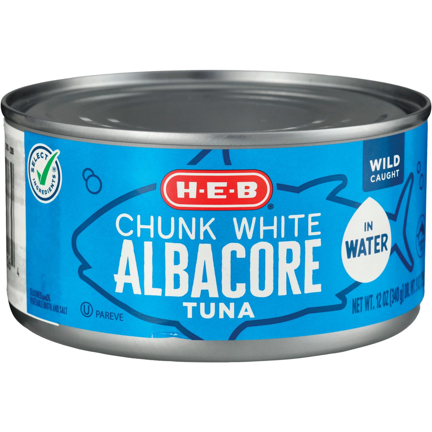 H-E-B Chunk White Albacore Tuna in Water; image 1 of 2