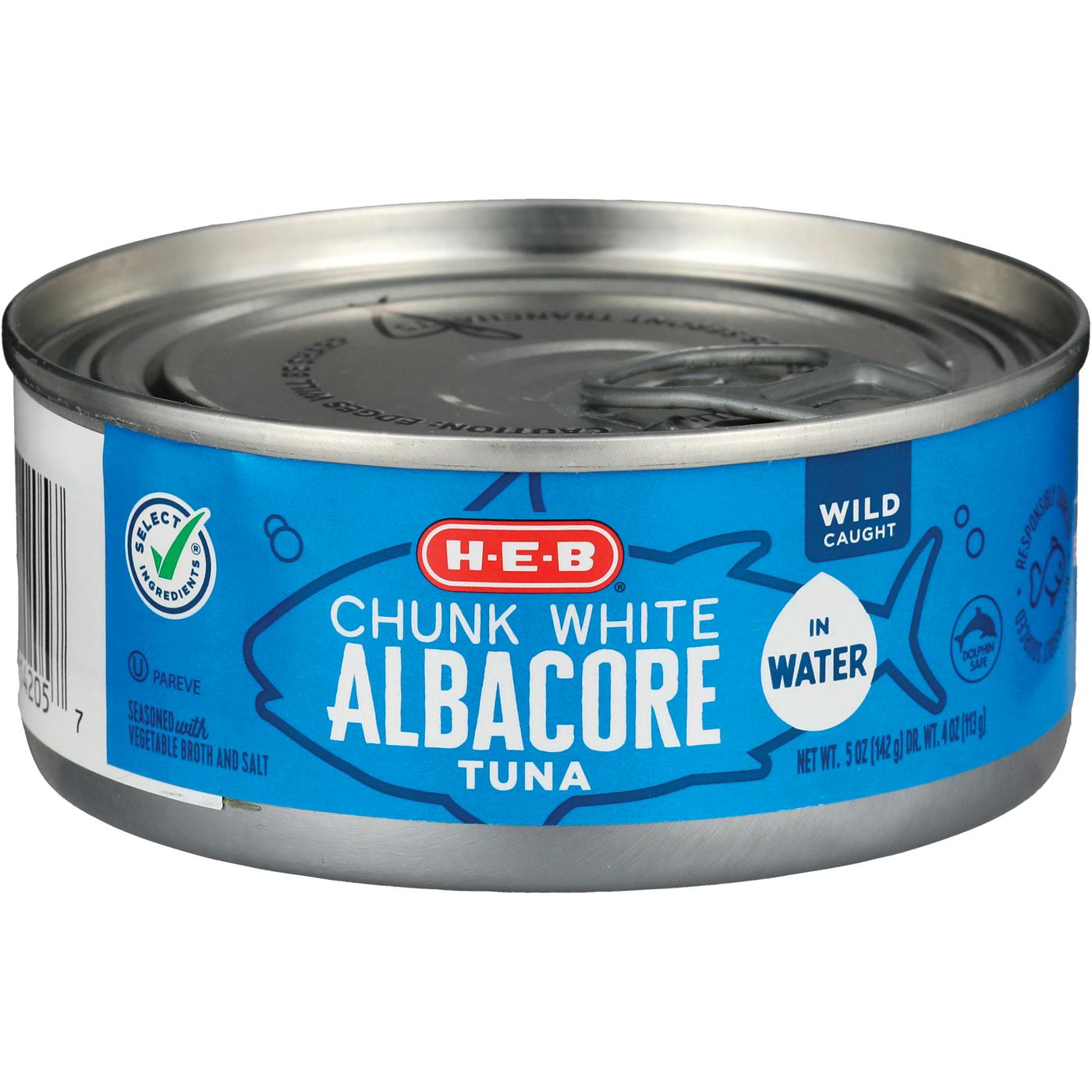 H-E-B Chunk White Albacore Tuna in Water; image 1 of 2