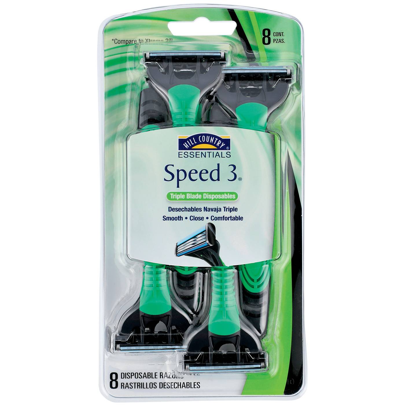 Hill Country Essentials Men's Speed3 Triple Blade Disposables Razors For Sensitive Skin; image 1 of 5