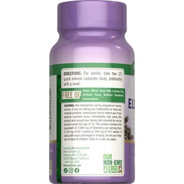 Nature's Truth Sambucus Black Elderberry 2,000 mg Capsules, 100 ct