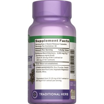 Nature's Truth Sambucus Black Elderberry 2,000 mg Capsules, 100 ct