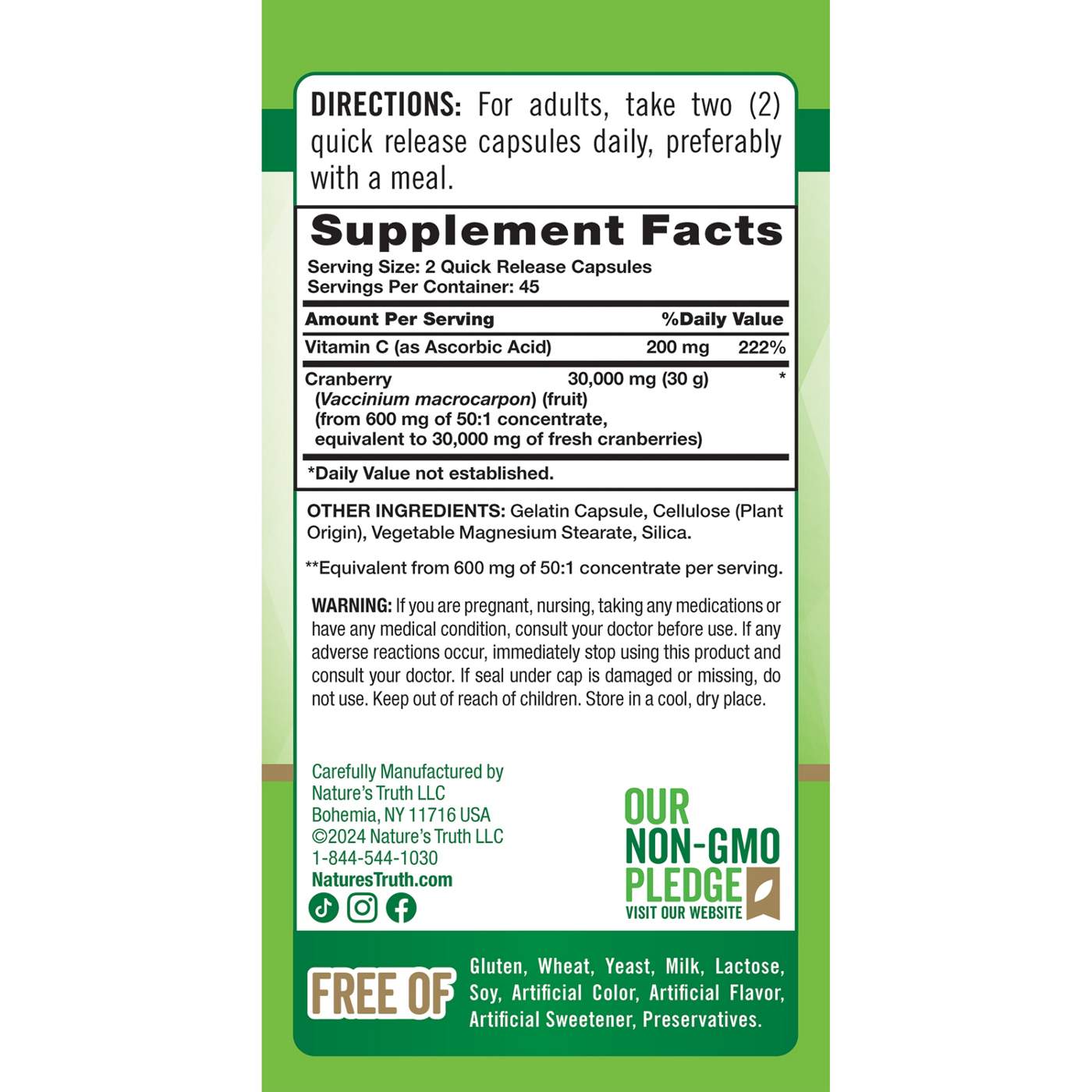 Nature's Truth Triple Strength Cranberry Concentrate Capsules - 15000 mg; image 2 of 5