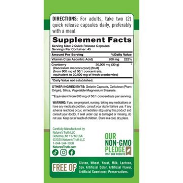 Nature's Truth Triple Strength Cranberry Concentrate Capsules, 90 ct