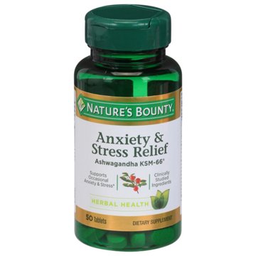 Nature's Bounty Anxiety & Stress Relief Ashwagandha Tablets, 50 ct