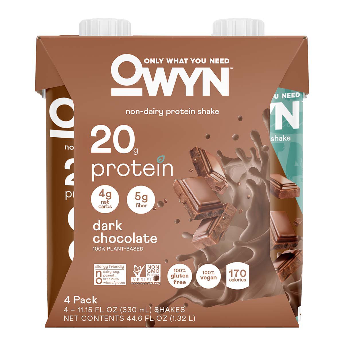 OWYN Non-Dairy 20g Protein Shakes 4 pk Bottles - Dark Chocolate, 11.15 oz