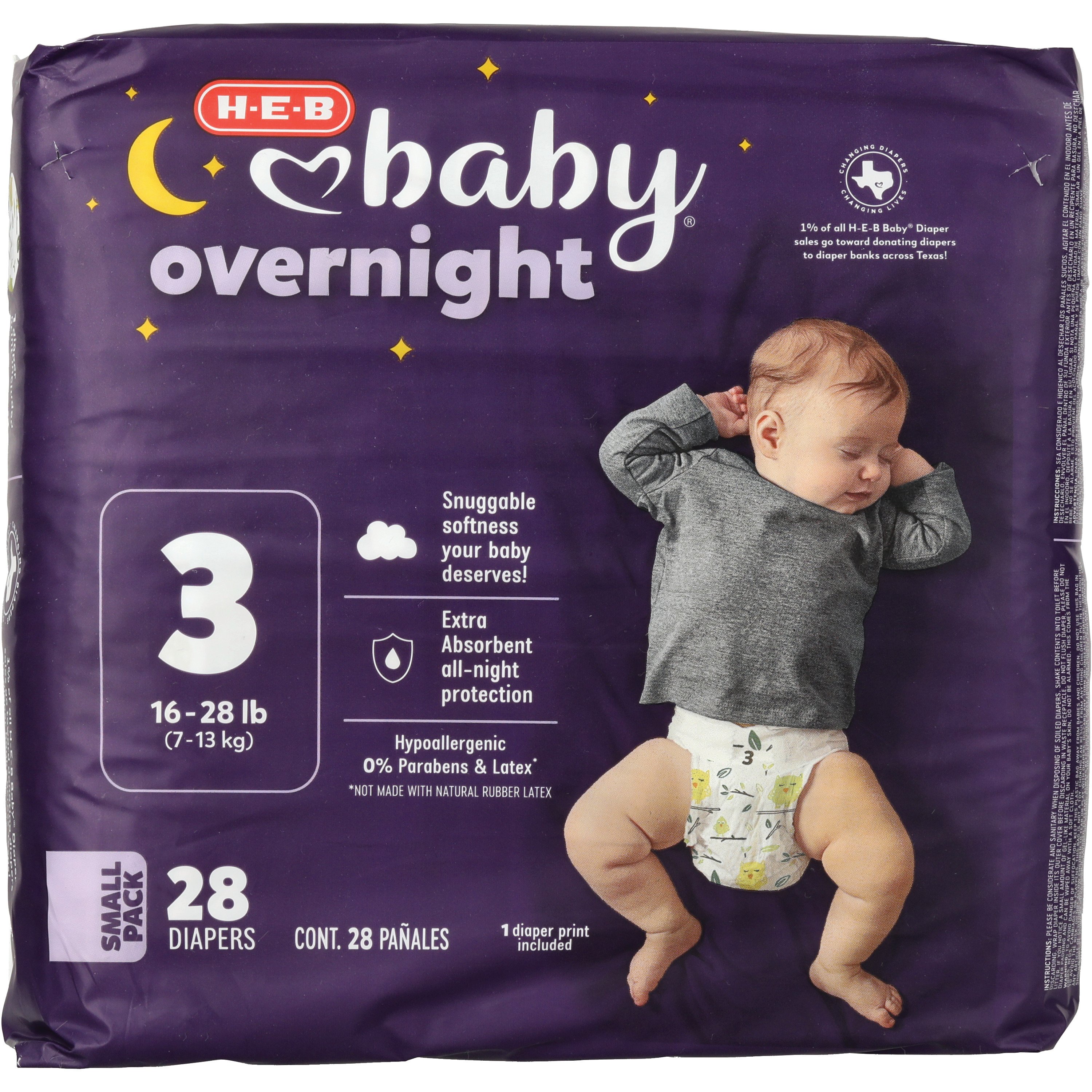 H-E-B Baby Overnight Diapers – Size 3 - Shop Diapers at H-E-B