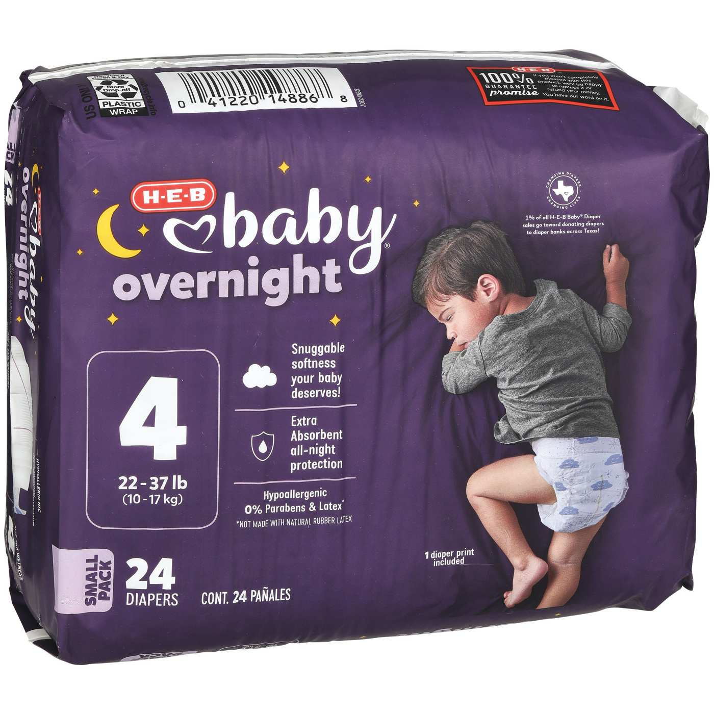 H-E-B Baby Overnight Diapers – Size 4; image 2 of 2