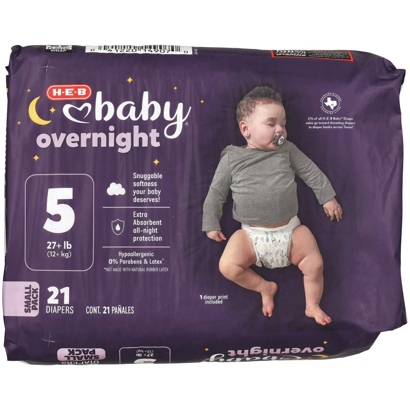 H-E-B Baby Overnight Diapers – Size 5; image 1 of 2