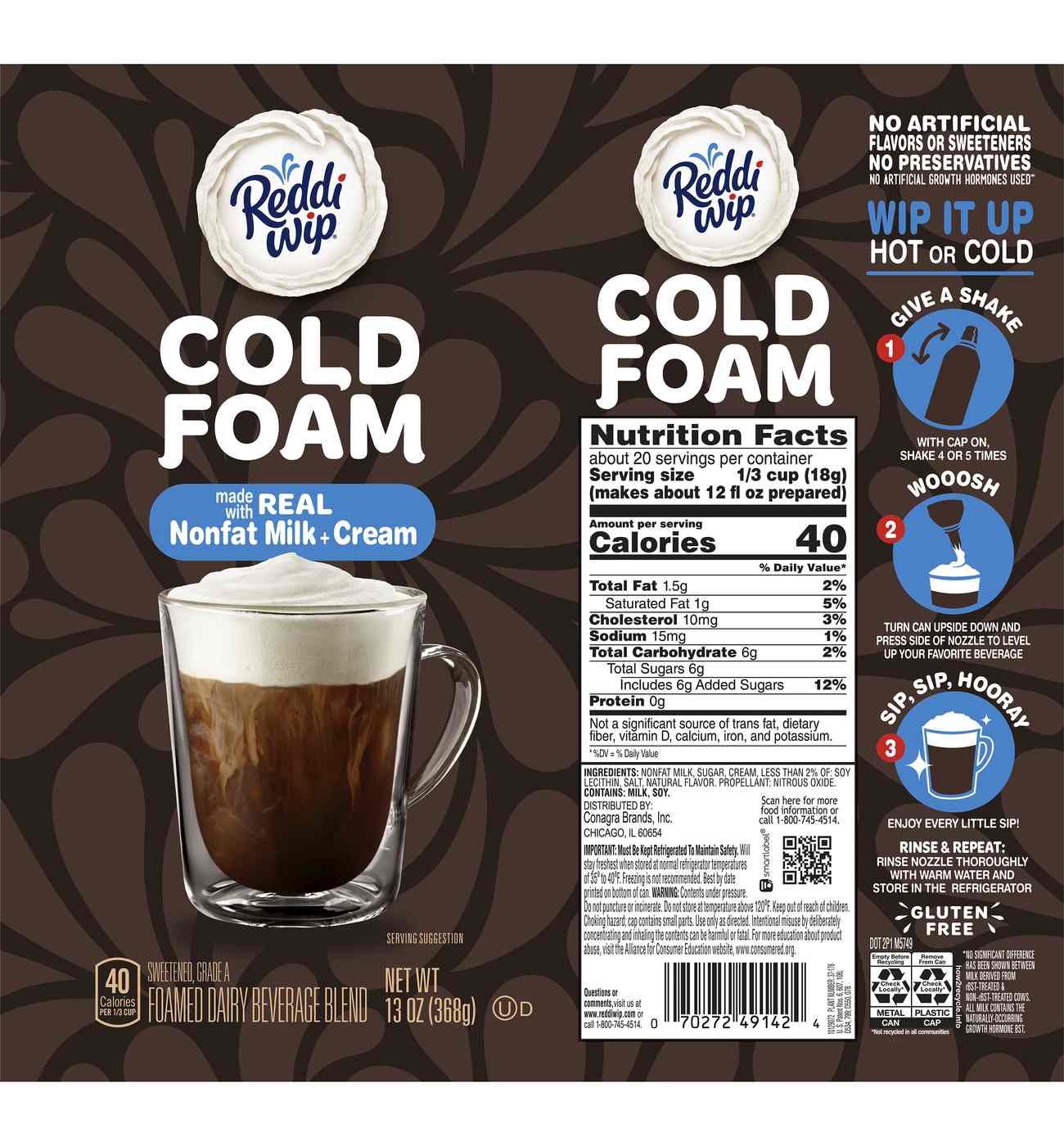 Reddi Wip Barista Series Sweet Foam Coffee Creamer Topper Made with Nonfat Milk and Cream; image 3 of 4