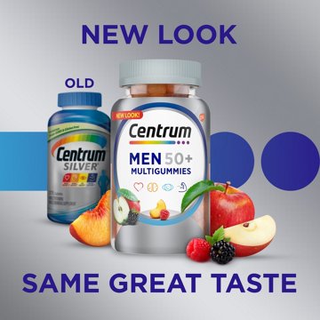 Centrum MultiGummies for Men 50 Plus, Multivitamin/Multimineral Supplement with Vitamins D3, E, B6, and B12, Assorted Fruit Flavor, 80 ct
