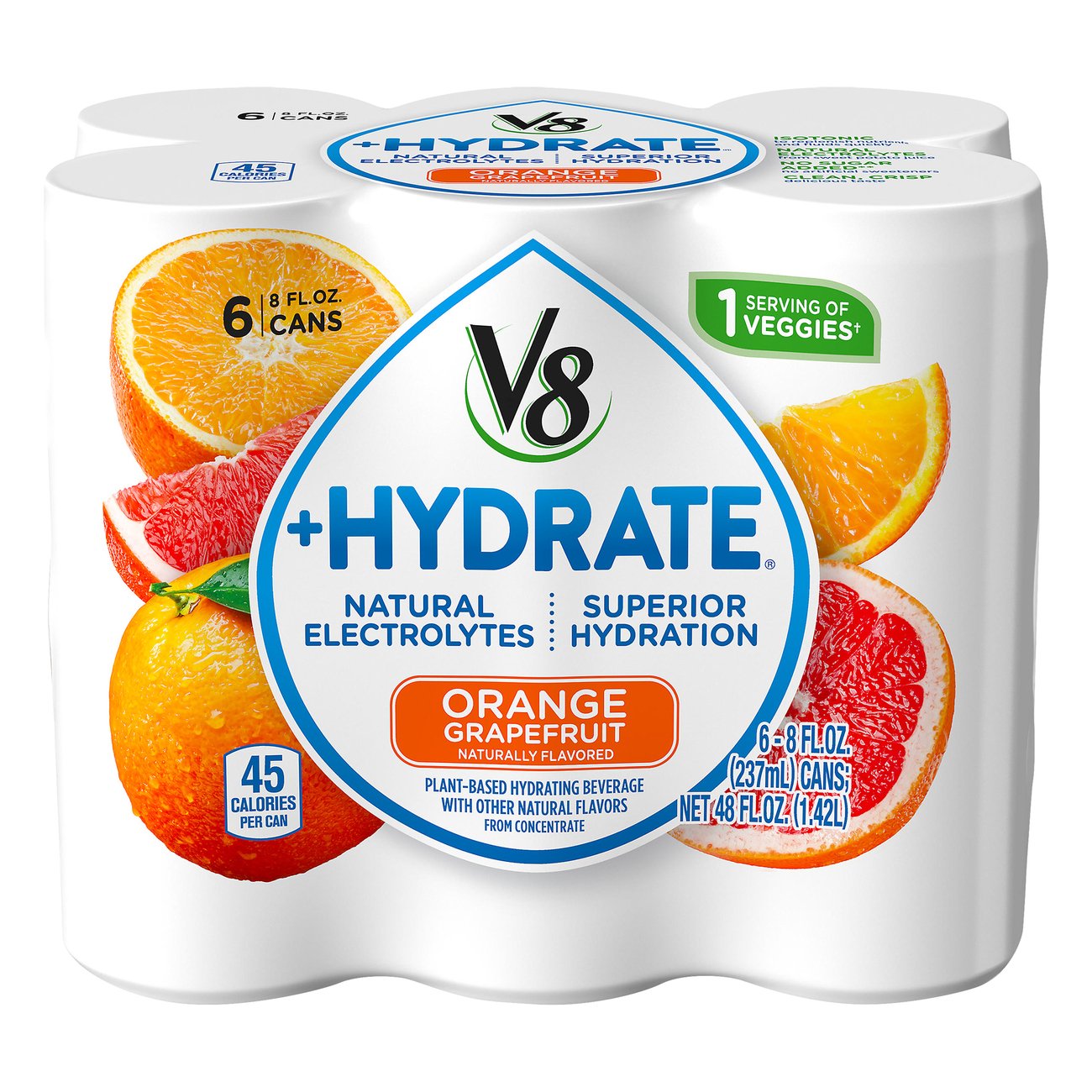 V8 + Hydrate Orange Grapefruit 8 oz Cans Shop Juice at HEB