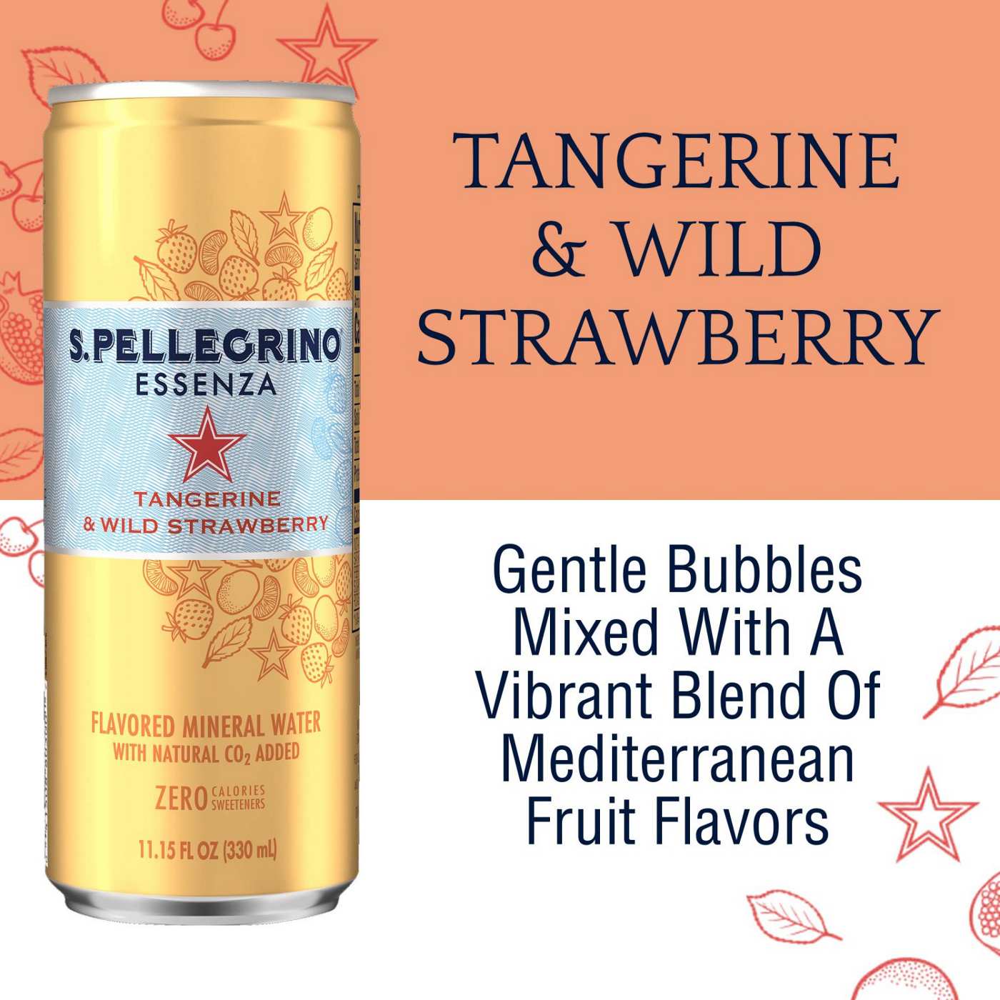 San Pellegrino Essenza Tangerine & Strawberry Flavored Mineral Water 11.2 oz Cans; image 4 of 6