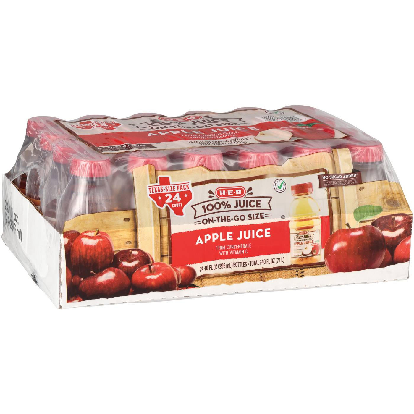 H-E-B 100% Apple Juice 24 pk Bottles - Texas-Size Pack; image 1 of 2