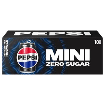 Pepsi Zero Sugar Cola Soda Soft Drink 10 pk Mini Cans