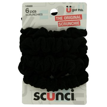 Scunci Black Silky Twisters, 6 ct
