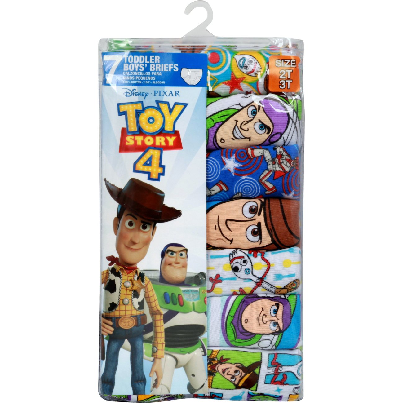 Disney Boys' Pixar Toy Story 100% Cotton Brief Multipacks with Woody, Buzz,  Rex, Forky and More in Sizes 2/3t, 4t, 4, 6 & 8