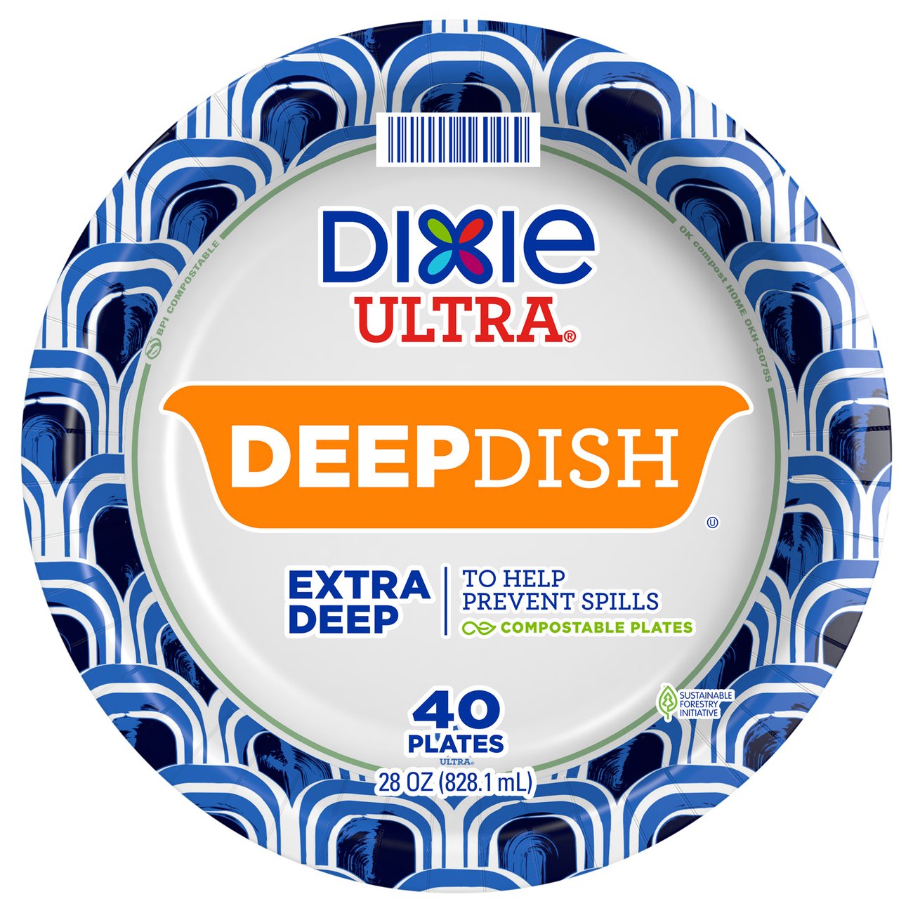 Dixie Ultra® Deep Dish Disposable Paper Plates, 9-9/16 inch, Dinner Size  Printed Disposable Plate, 40 Count