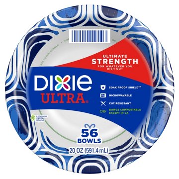 Dixie Ultra Compostable 20 oz Paper Bowls, 56 ct