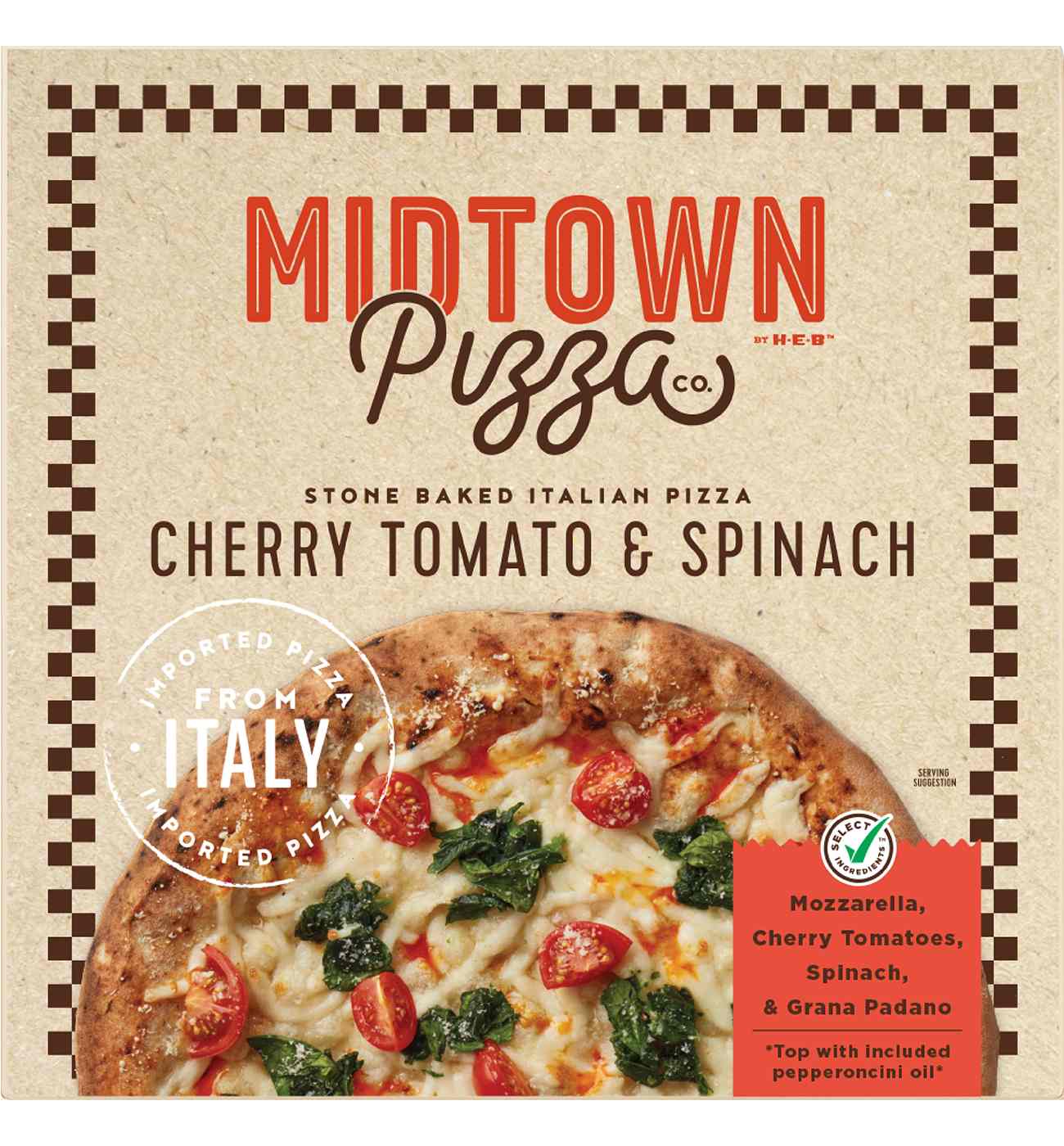 Midtown by H-E-B Cherry Tomato & Spinach Stone Baked Italian Pizza; image 1 of 6