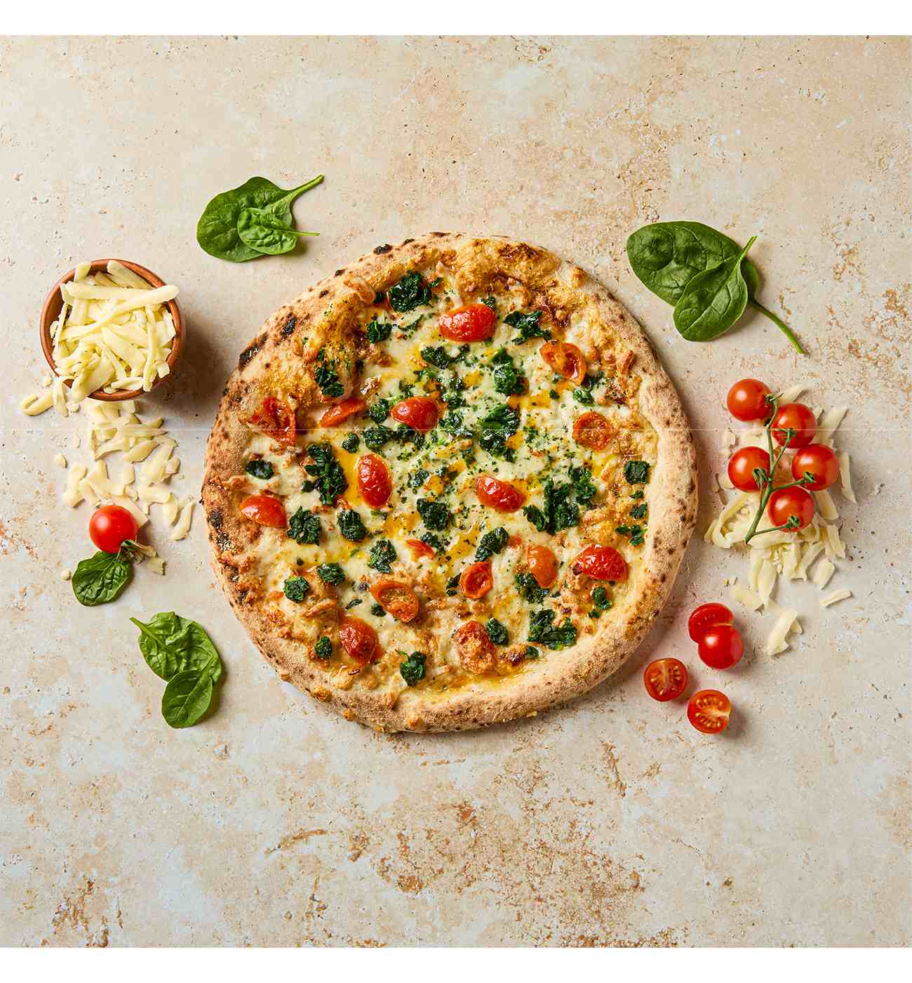 Midtown by H-E-B Cherry Tomato & Spinach Stone Baked Italian Pizza; image 5 of 6