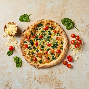 Midtown by H-E-B Cherry Tomato & Spinach Stone Baked Italian Pizza, 14.5 oz