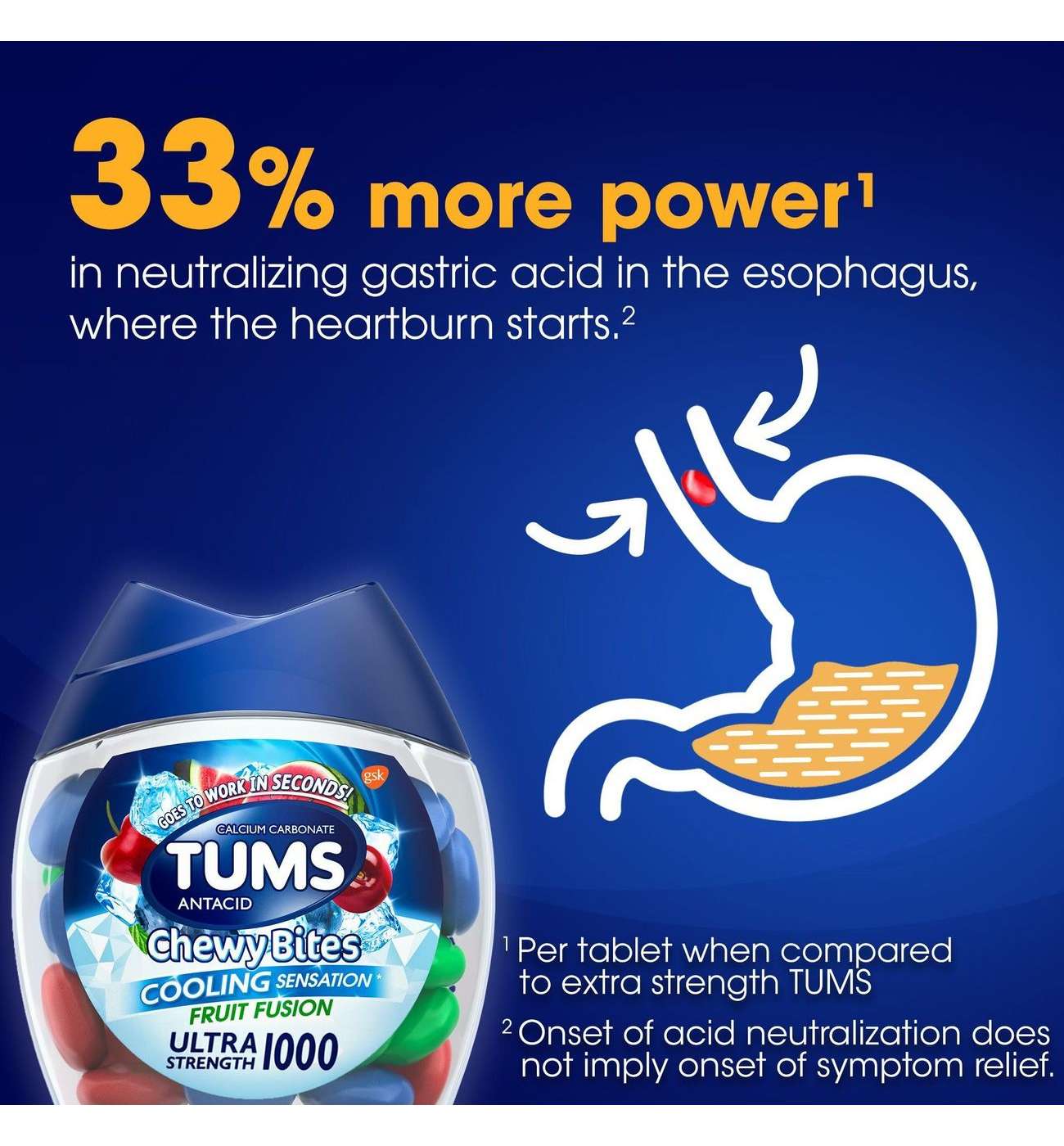 Tums Chewy Bites Cooling Sensation Antacid Chews for Ultra Strength Heartburn Relief, Fruit Fusion; image 3 of 8