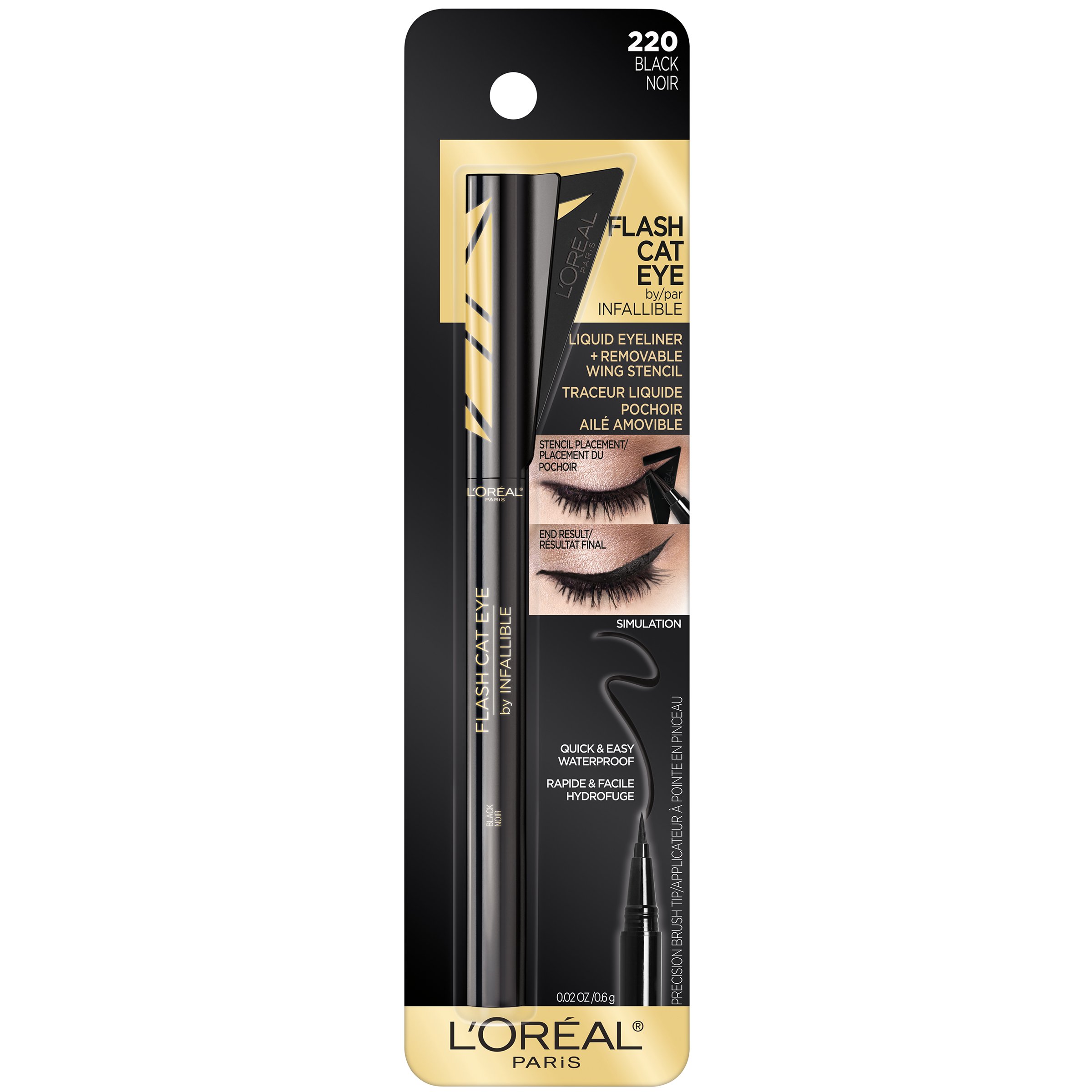 L'Oréal Infallible Flash Cat Eye Brush Tip Liquid Eyeliner Black - Eyeliner at H-E-B