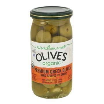 World Gourmet Organic Olives Stuffed with Garlic, 12.3 oz