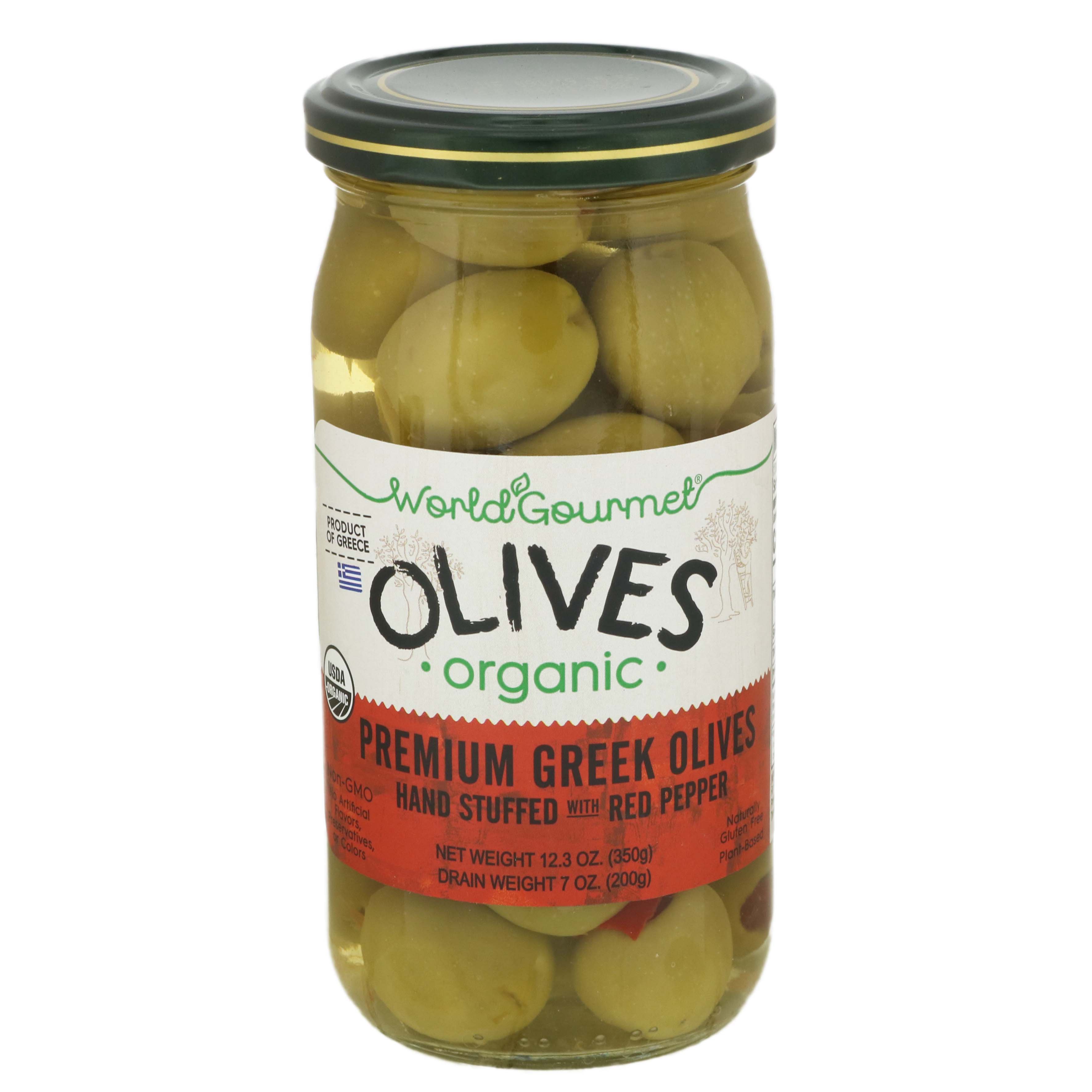 World Gourmet Organic Olives Stuffed with Red Peppers Shop Vegetables
